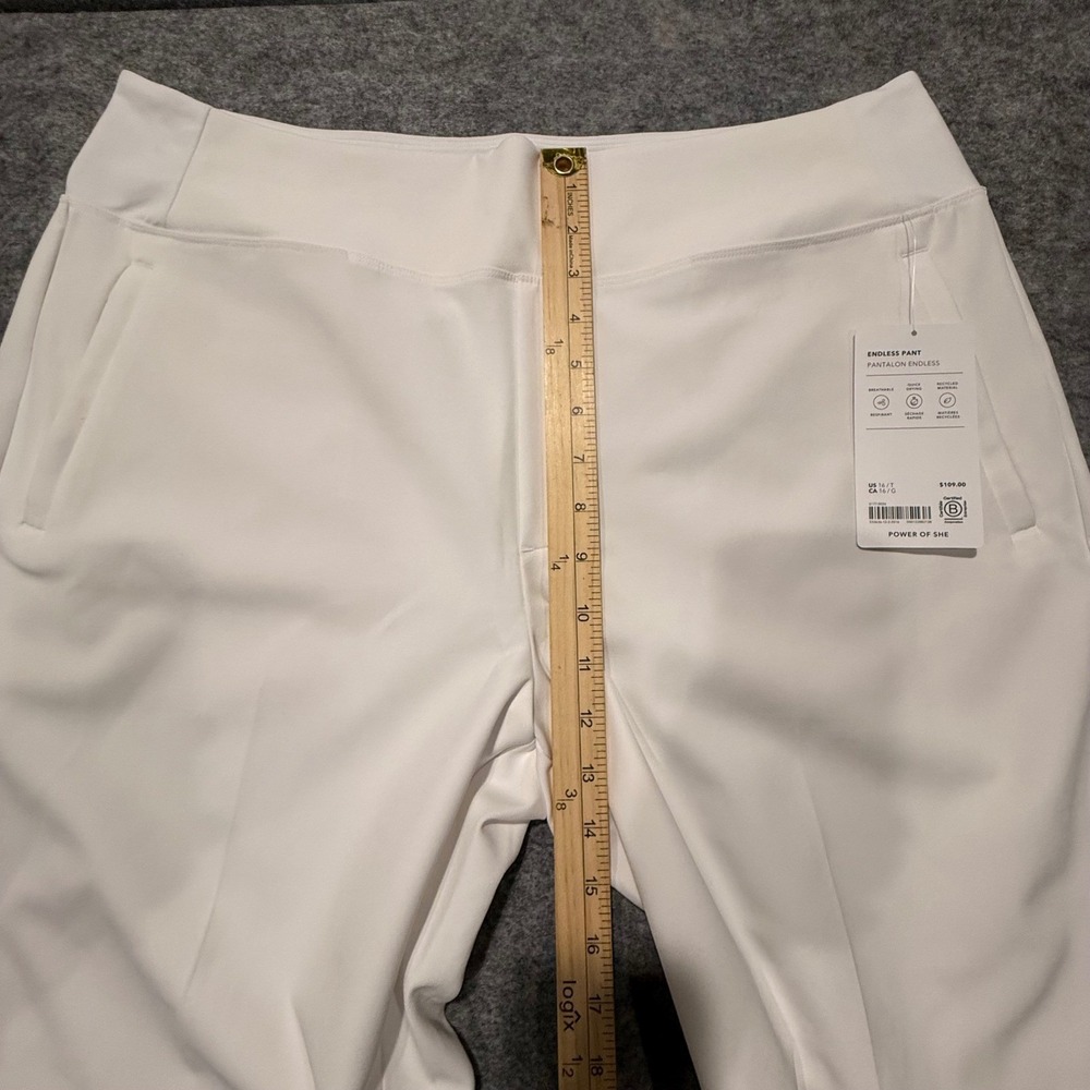 Athleta Endless Pant White 16 Tall Slim Leg High Rise Travel Commuter NWT - Picture 7 of 8